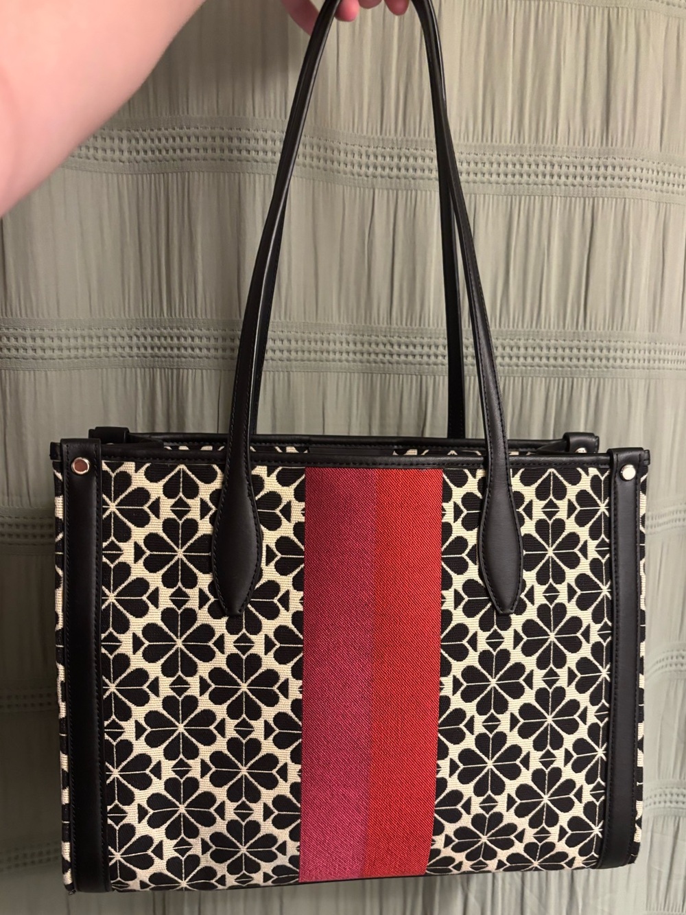 Kate Spade Flower Jacquard Stripe Market Medium Tote Bag In Red/Pink